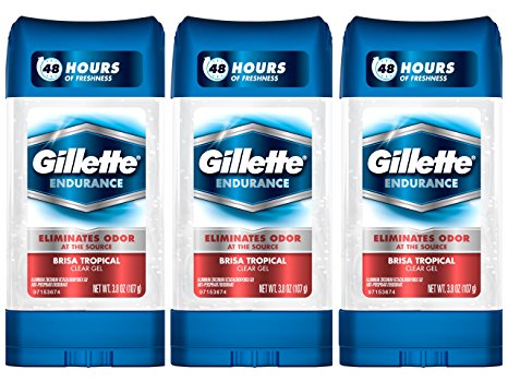 Gillette Endurance Antiperspirant / Deodorant, Brisa Tropical Clear Gel, 3.8 Ounce (Pack of 3), Mens Razors / Blades