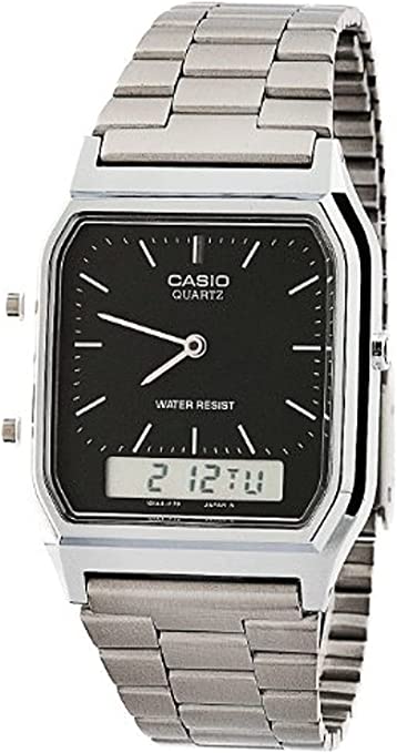 Casio AQ-230A-1D Casio Silver & Black Dual Time Watch - Silver / Silver Digit / Black / One Size