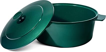 Granitestone Dutch Oven, 5 Quart Ultra Nonstick Enameled Lightweight Aluminum Dutch Oven Pot with Lid, Round 5 Qt. Stock Pot, Dishwasher & Oven Safe, Induction Capable, 100% PFOA Free, Emerald Green