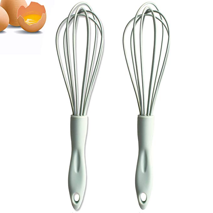 TWICHAN Silicone Whisk 10 inch 2Pack Balloon Whisk Egg Frother Milk and Egg Mixer Beater Blender