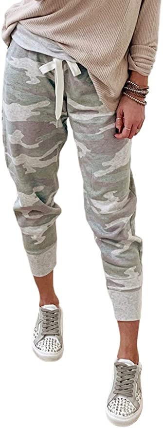 Dokotoo Womens Fashion Casual Drawstring Elastic Waist Cotton Jogging Jogger Pants with Pockets