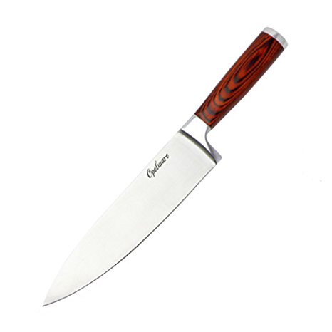 Opelware Chef Knife, Stainless Steel Professional Sharp 8 Inch Knife with Pakka Wood Forged Handle. Best for Slicing, Dicing, Chopping, Mincing of Meat, Fish, Fruits, Vegetables. Nice Gift Box Pack