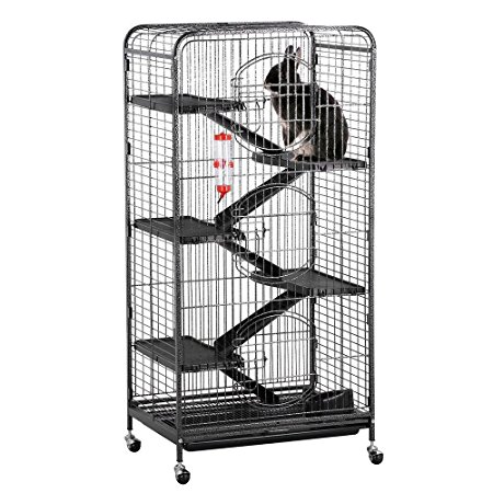 Yaheetech 52” 6 Level Indoor Ferret Rabbit Small Animal Cage Hutch Black