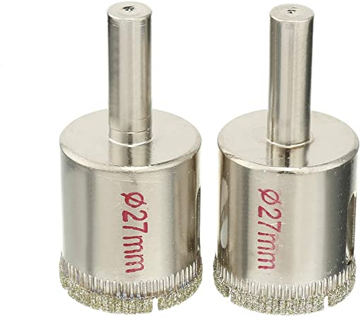 uxcell 2PCS 27mm Diamond Coated Hole Saw Drill Bits for Glass Ceramic Tile Marble Rock Porcelain