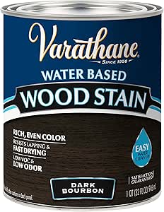 Varathane 384357 Water Based Wood Stain, Quart, Dark Bourbon