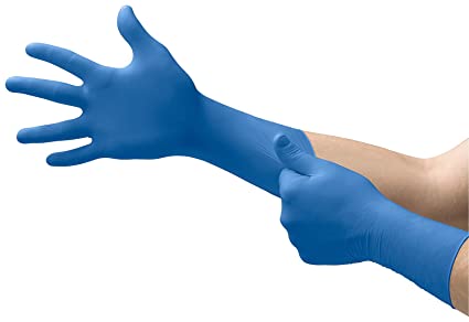Microflex SG-375 Disposable Latex Gloves Medical / Exam Grade, Long Cuff, Thick Powder Free Glove in Natural Rubber for Cleaning, Sanitary or Mechanic Tasks, Blue, Size Small, Box of 50 Units