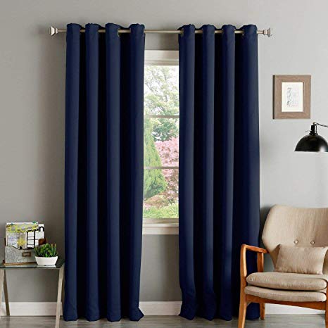 Fairyland Thicken Blackout Curtains for Bedroom,Thermal Insulated Room Darkening Drapes for Living Room, Window Treatment with 8 Grommets per Panel,Set of 2 Panels (52 by 84 inch Each, Navy)
