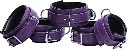 Strict Leather Purple 5 Piece Locking Leather Bondage Set