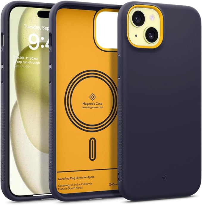 Caseology Nano Pop Mag for iPhone 15 Case 5G [Dual Layer Silicone Case Compatible with Magsafe] Military Grade Drop Tested (2023) - Blueberry Navy