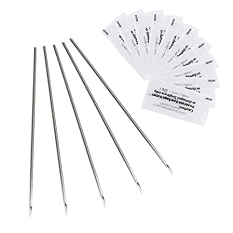 50pcs Ear Nose Piercing Needles,CINRA Body Piercing Needles Tattoo Supply Assorted 20G Size Body Art Individualized Piercing Needles Tool for Piercing Supplies (20G)