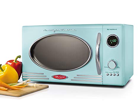 Nostalgia RMO4AQ Retro Series Microwave Oven, 0.9 cu. ft, Aqua