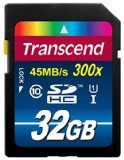 Transcend 32GB SDHC Class 10 UHS-1 Flash Memory Card Up to 45MBs TS32GSDU1E