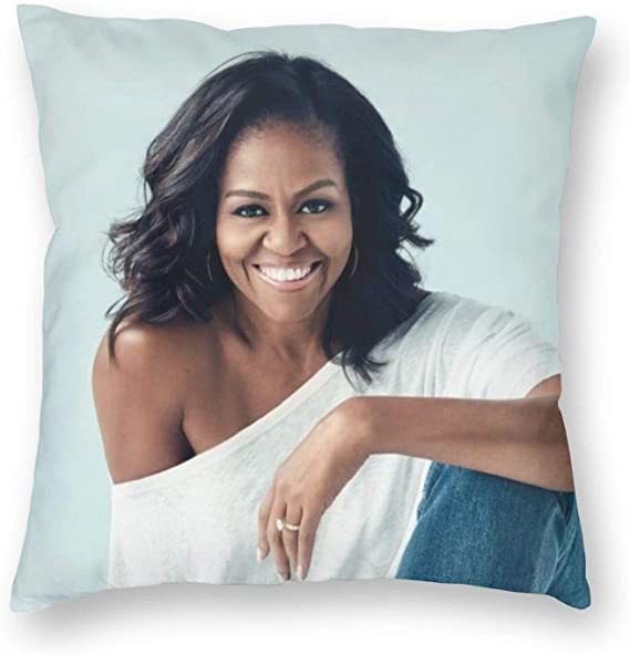 Former President Of Usa wife Michelle Obama Throw Pillow Covers Ultra Soft Comfy Cotton Square Decorative Pillows For Sleeping Couch Office living Room Bedroom Outdoor Body Pillow （18X18 inch 1 set）