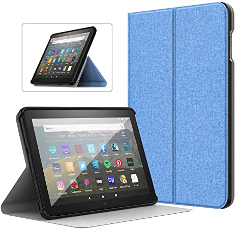 Dadanism Smart Case Fit All-New Kindle Fire HD 8 Tablet(10th Generation 2020 Release) and Fire HD 8 Plus 2020 Slim Folio Shockproof Smart Hard Cover Case, Multi-Angles Stand - Denim Twilight Blue