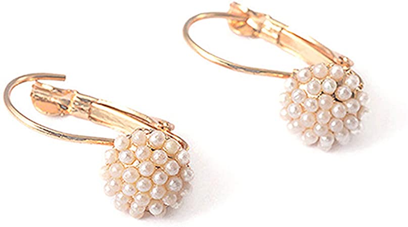 SEVENHOPE 1 Pair Girls Circle Pearl Earrings Dangle Drop Earrings for Women Jewelry Gifts for Moms/Women/Wife