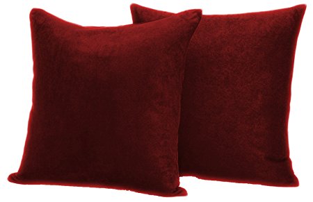 Faux Suede 2 pack Decorative Pillow covers 18"x18" (Burgundy)