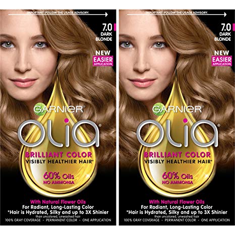 Garnier Olia Ammonia-Free Brilliant Color Oil-Rich Permanent Hair Color, 7.0 Dark Blonde (2 Count) Blonde Hair Dye