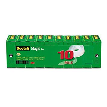 Scotch 810P10K Magic Tape, Refill Value Pk, 3/4"x1000", 1" Core, 10/PK