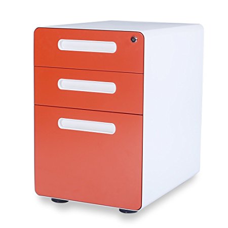 DEVAISE 3-Drawer Mobile File Cabinet with Anti-tilt Mechanism,Legal/Letter Size (Orange)