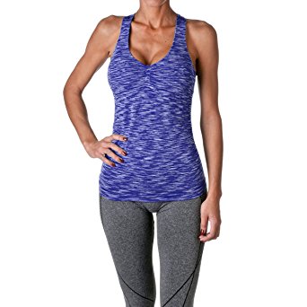 Riverberry Womens Actives Racerback Yoga Workout Exercise Top with Built-in Shelf Bra