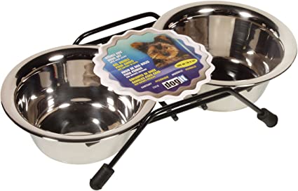 Dogit Stainless Steel Raised Dog Bowls with Plastic Cover for Both Dogs and Cats