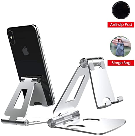 Adjustable Cell Phone Stand, licheers Multi-Angle Cell Phone Holder, Cradle, Dock, Stand Compatible with Nintendo Switch, Phone 11 Pro Xs Max Xr X 8 7 6 6s Plus and 4-7 Inch Devices (Silver)