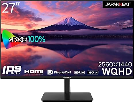 【Amazon.co.jp限定】JAPANNEXT 27インチ WQHD(2560 x 1440) 液晶モニター JN-i270WQHDR HDMI DP sRGB 100%