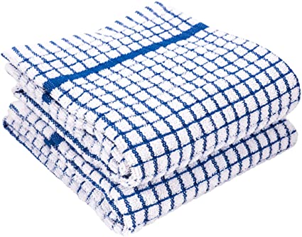 LaPrima Shops Set of 2 Terry Kitchen Towels, 20 x 30-inch 100-Percent Cotton (Blue)