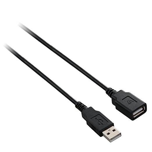 V7 High-Speed USB 2.0 Extension Cable - 6 feet - A Male to A Female for extending the rage of USB device cables (V7N2USB2EXT-06F) - Black