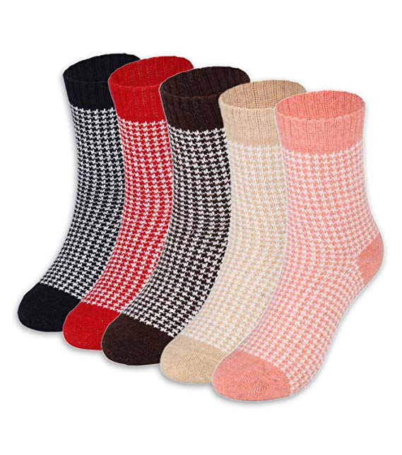 Womens Wool Socks Winter Warm Soft Casual Thick l Crew Socks (mix_fashion pattern wool socks)