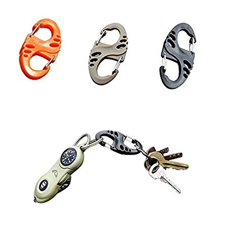 yueton 18 Pcs 50mm Plastic Clip Snap Hook Dual Buckle Keychain For Hiking/Camping/Outdoors Fishing/Backpack Gear