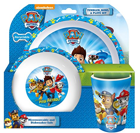 Paw Patrol Tumbler/Bowl and Plate Set, Blue