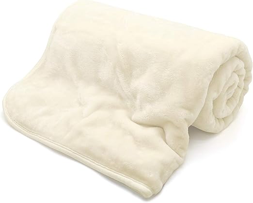 EGYPTO Fleece Blanket Double – Lightweight Faux Fur Throws for Sofas & Bed – Anti Allergy – Warm & Cosy Blanket – Versatile Outdoor Blanket Throw Double (150cm x 200cm, Cream)