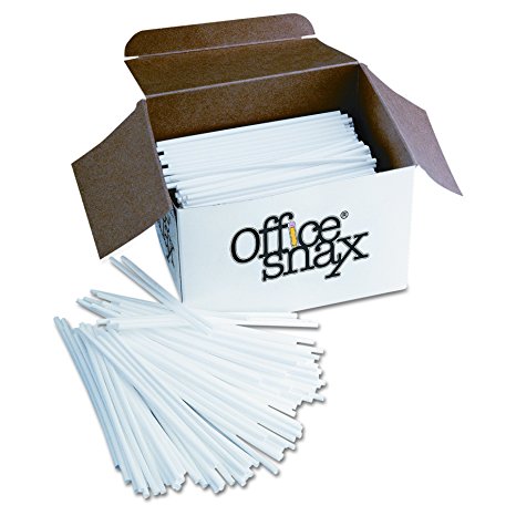 Office Snax STR5 Plastic Stir Sticks, 5", Plastic, White (Box of 1000)