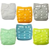 Love My Baby Washable Reusable Cloth Diapersbreathable Adjustable Snap 6pcs Pack Pocket Cloth Diaper with 1 Inserts Each  6 Pcs  6 Inserts Neutral Color