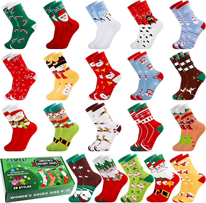 Cooraby 20 Pairs Novelty Christmas Gifts Socks Holiday Warm Soft Cotton Socks Set for Christmas Gift