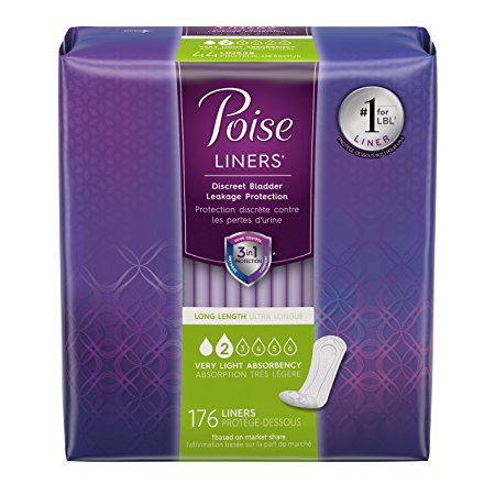 Poise Incontinence Liners, Very Light Absorbency, Long, 176 Count