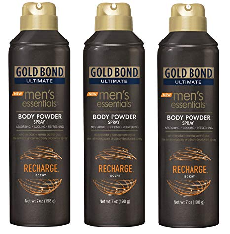 Gold Bond Ultimate Men's Essentials Body Powder Spray, 7 Ounce, Recharge Scent (Pack of 3)