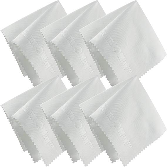 White Microfiber Cleaning Cloth 7x7 inch (6 Pack) for Lens, Eyeglasses, Glasses, Screen, iPad, iPhone, Tablet, Cell Phone - Lint-Free Undyed Cloths to Clean Camera Lenses Tablets Touch LCD TV Screens
