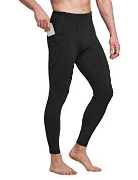 BALEAF Men's Active Yoga Pants Side Pocketed Athletic Dance Legging Gym Training Running Workout Tights