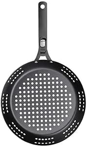 XOXO SoftWorks Carbon Steel 12"" BBQ Pan, Large, Black