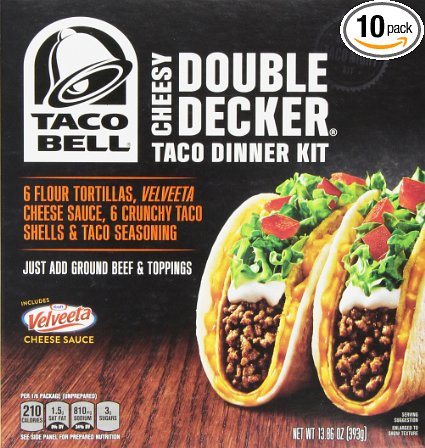 Taco Bell Home Originals Cheesy Double Decker Taco Dinner Kit, 13.86 Ounce Boxes (Pack of 10)
