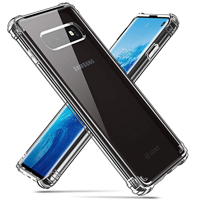 Hocase Galaxy S10 Case, SM-G973 Case, Shock Absorption TPU Rubber Bumper Corners Clear Hard Back Cover Hybrid Slim Protective Case for Samsung Galaxy S10 6.1-inch 2019 - Crystal