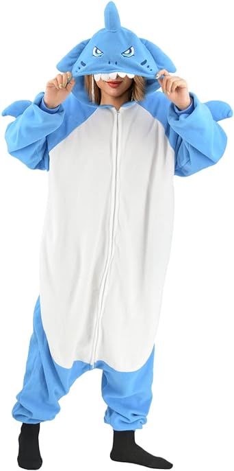 Adult Shark Pajamas Adult Cosplay Costume Shark One Piece Animal Pajamas Homewear Sleepwear For Women Men