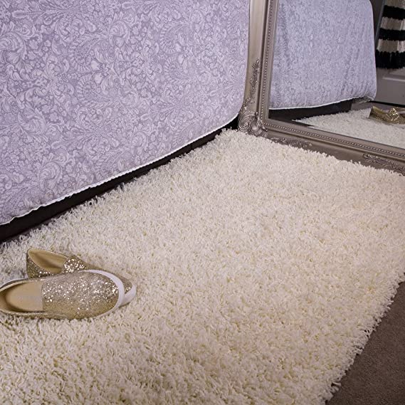 Ontario Cream Bedside Bedroom Floor Shaggy Shag Fluffy Thick Warm Deep Area Rug