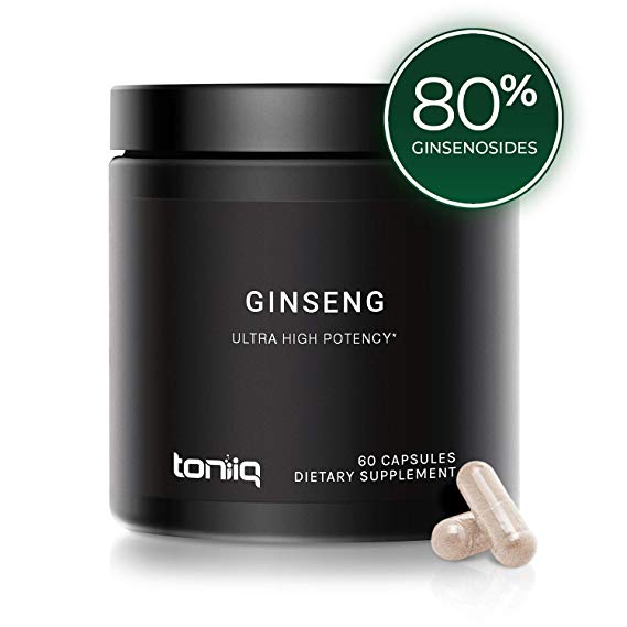Ultra High Strength Panax Ginseng Root Capsules - 80% Ginsenosides - 1300mg Complete Complex - The Strongest Red Korean Ginseng Pills Available - Optimal Support for Enhanced Energy and Performance
