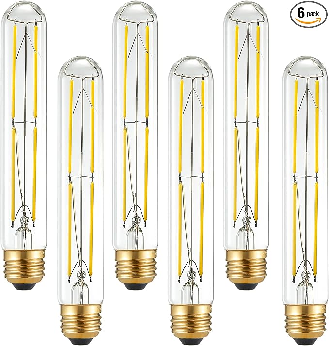 LiteHistory T10 LED Bulb 6W Equal E26 LED Bulb 60 Watt dimmable Neutral White 4000K E26 Edison Bulb AC120V 600lm Tubular Light Bulb T9 for Rustic Pendant,Island,Chandeliers,Wall sconces Pack of 6