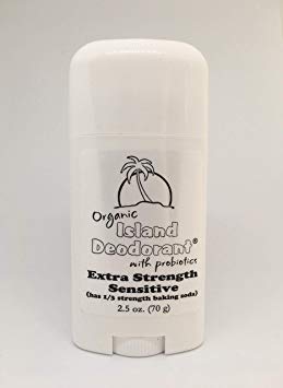 Organic Island Deodorant Extra Strength Sensitive (with 1/3 the Baking Soda Deodorant) with Probiotics (2.5 oz stick) (1 stick)