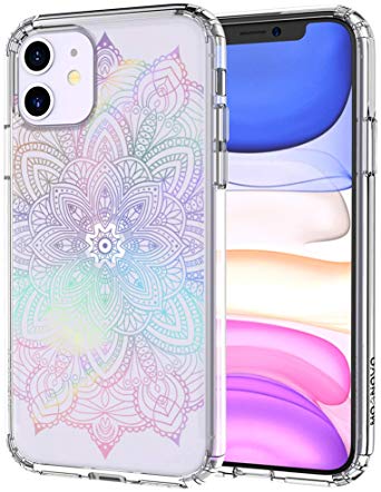 MOSNOVO iPhone 11 Case, Rainbow Henna Mandala Pattern Clear Design Transparent Plastic Hard Back Case with TPU Bumper Protective Case Cover for Apple iPhone 11 (2019)