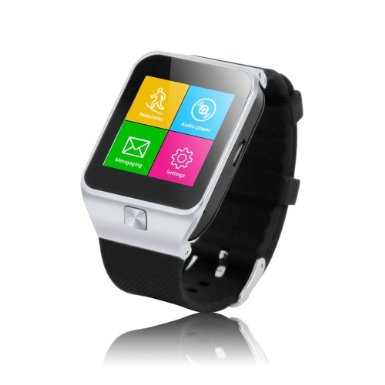 HAMSWAN Smart Watch Phone 154 Capacitive Screen MTK6260 Wireless Bluetooth SyncSIMTF Pedometer Bluetooth Smartwatch Silver